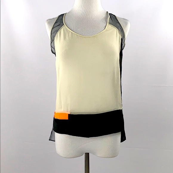 Helmut Lang Pearl Grey Color-Blocked Chroma Top S - Picture 5 of 13